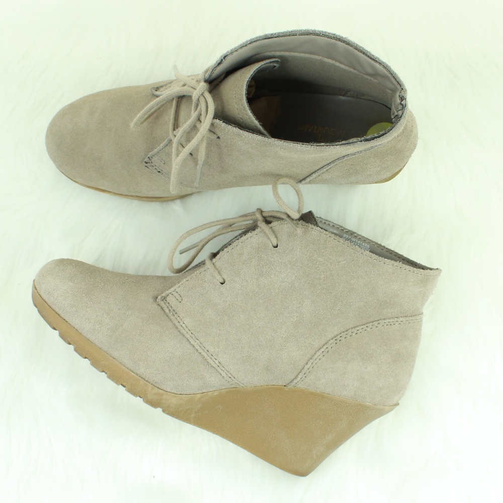 White Mountain Genuine Suede Leather Wedge Booties
